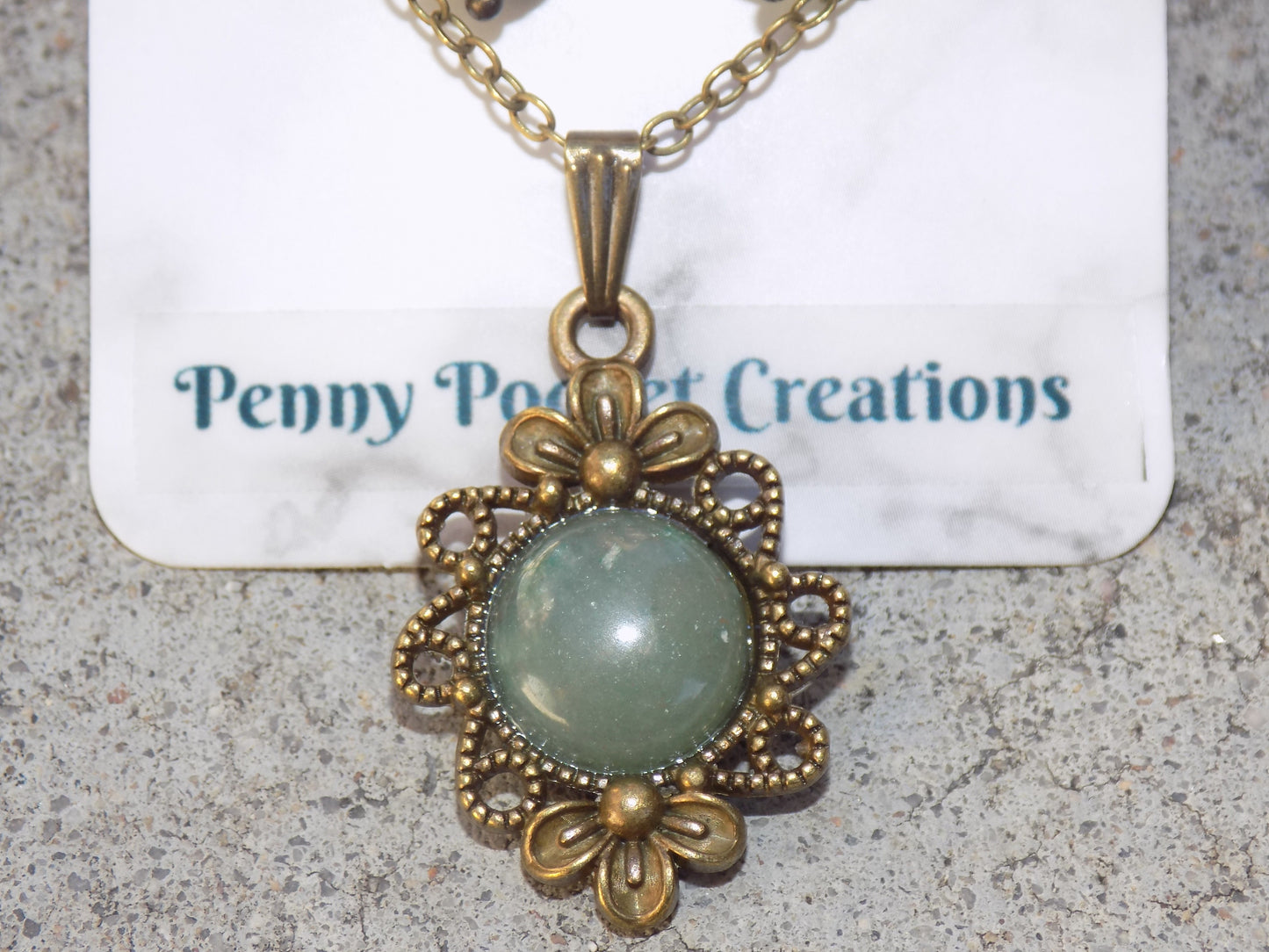 Bohemian Green Quartz Antique Bronze Necklace and Earrings